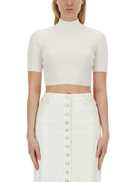 White Solid Mock Collar Top 1