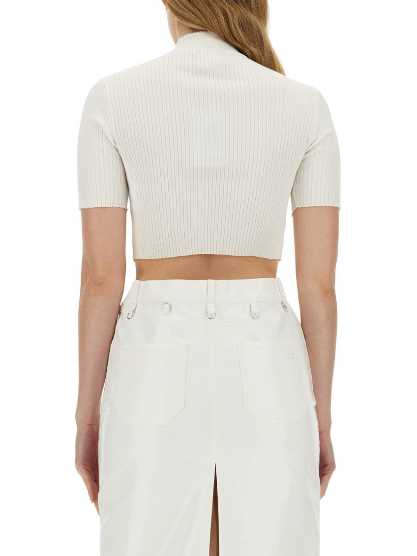 White Solid Mock Collar Top 2