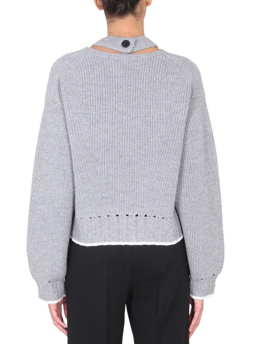Grey Knitted Mock Collar Sweater 3