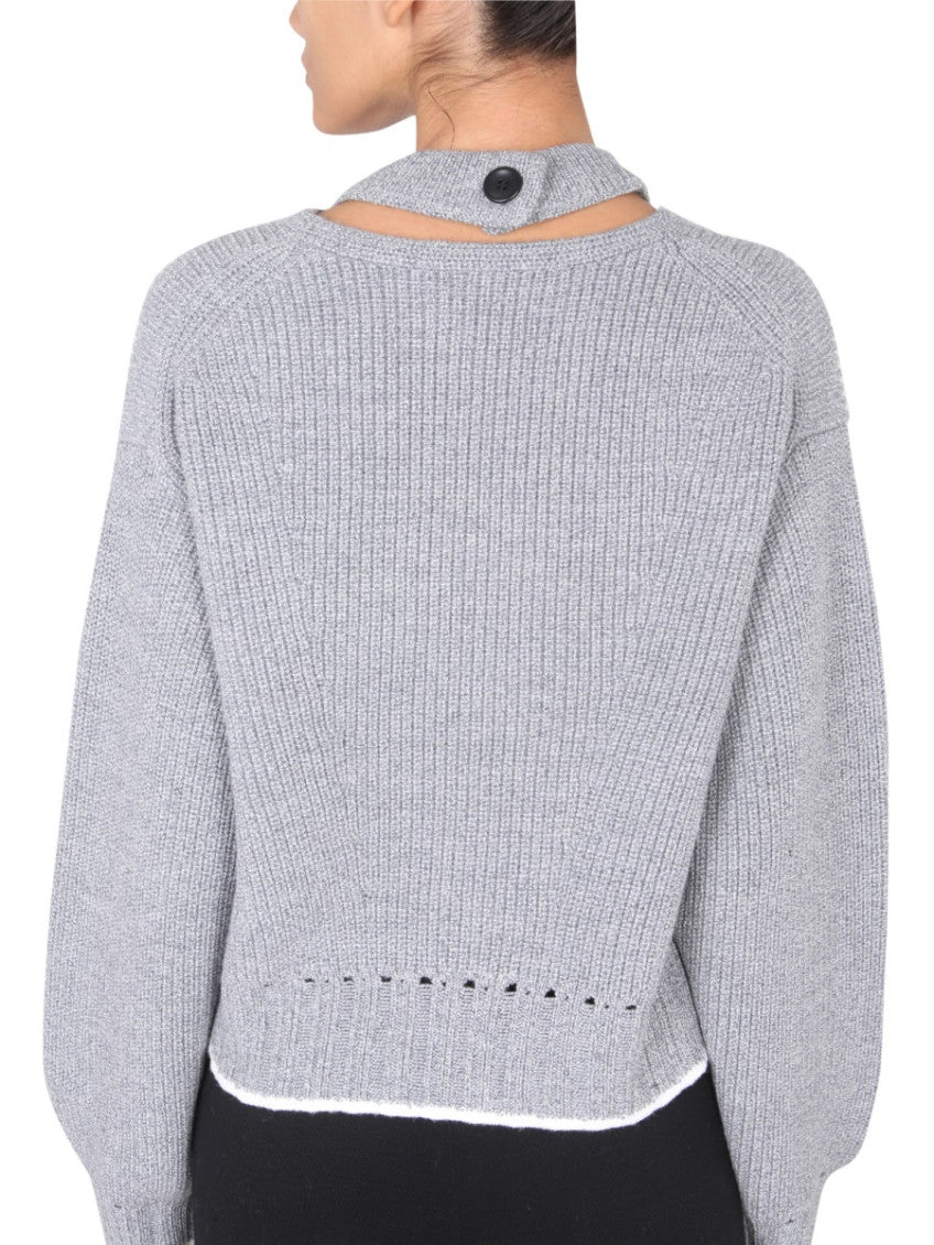 Grey Knitted Mock Collar Sweater 4