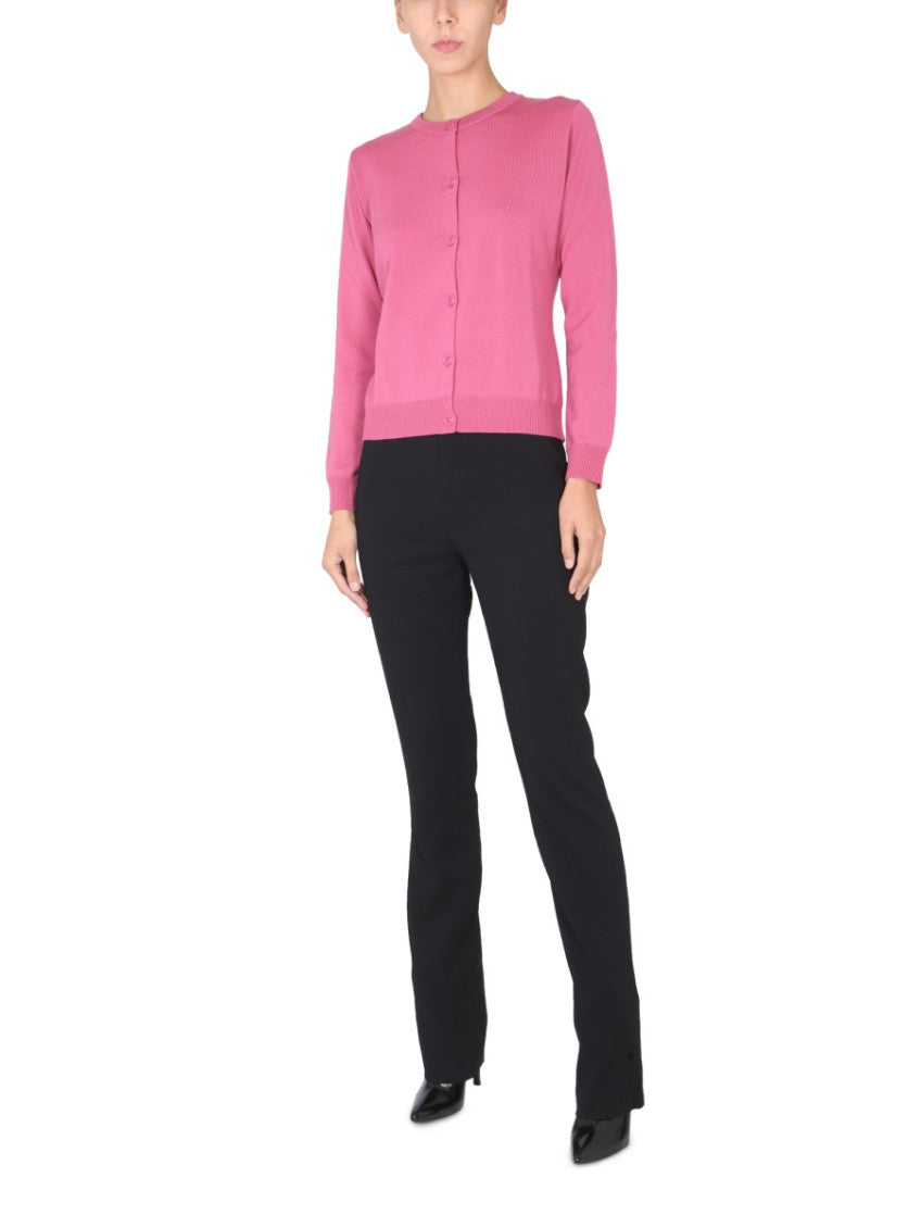 Pink Solid Round Neck Sweater 2