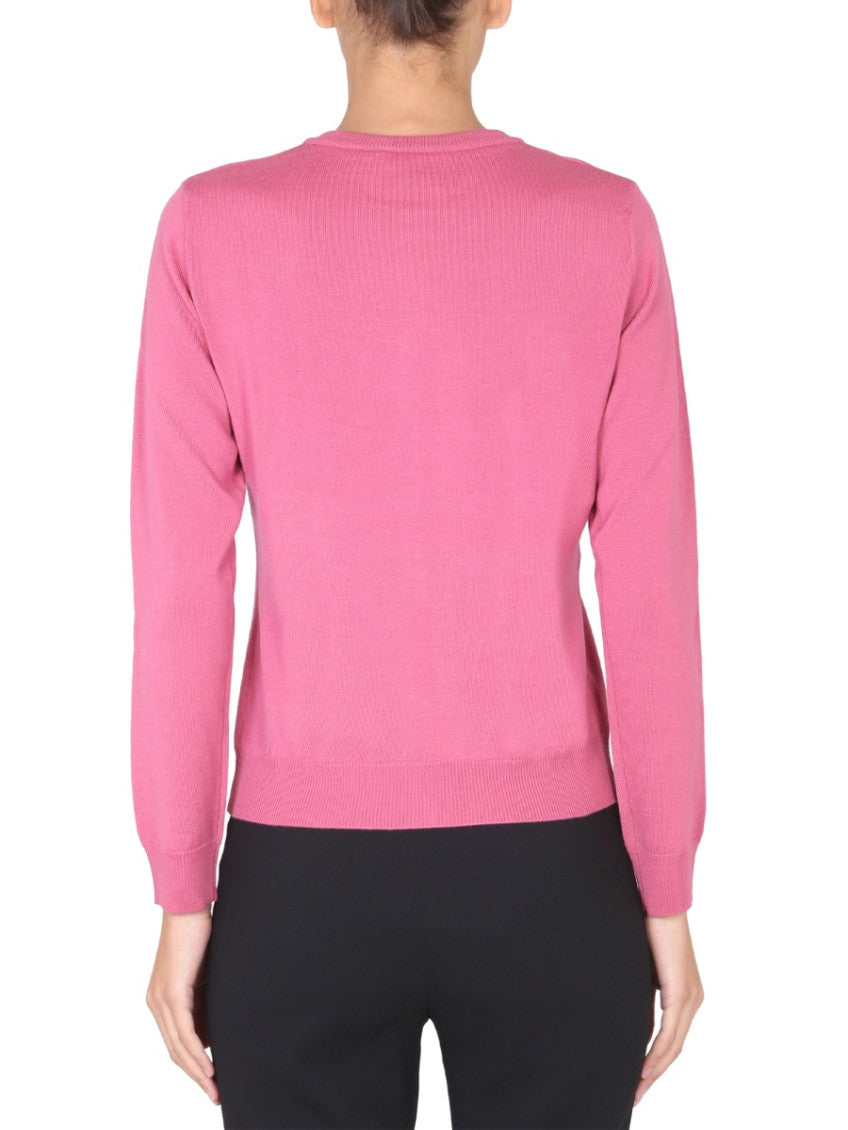 Pink Solid Round Neck Sweater 3