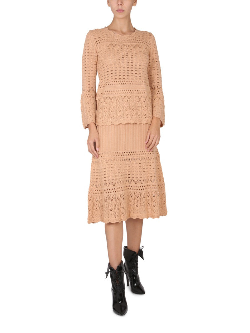 Beige Knitted Round Neck Sweater 2