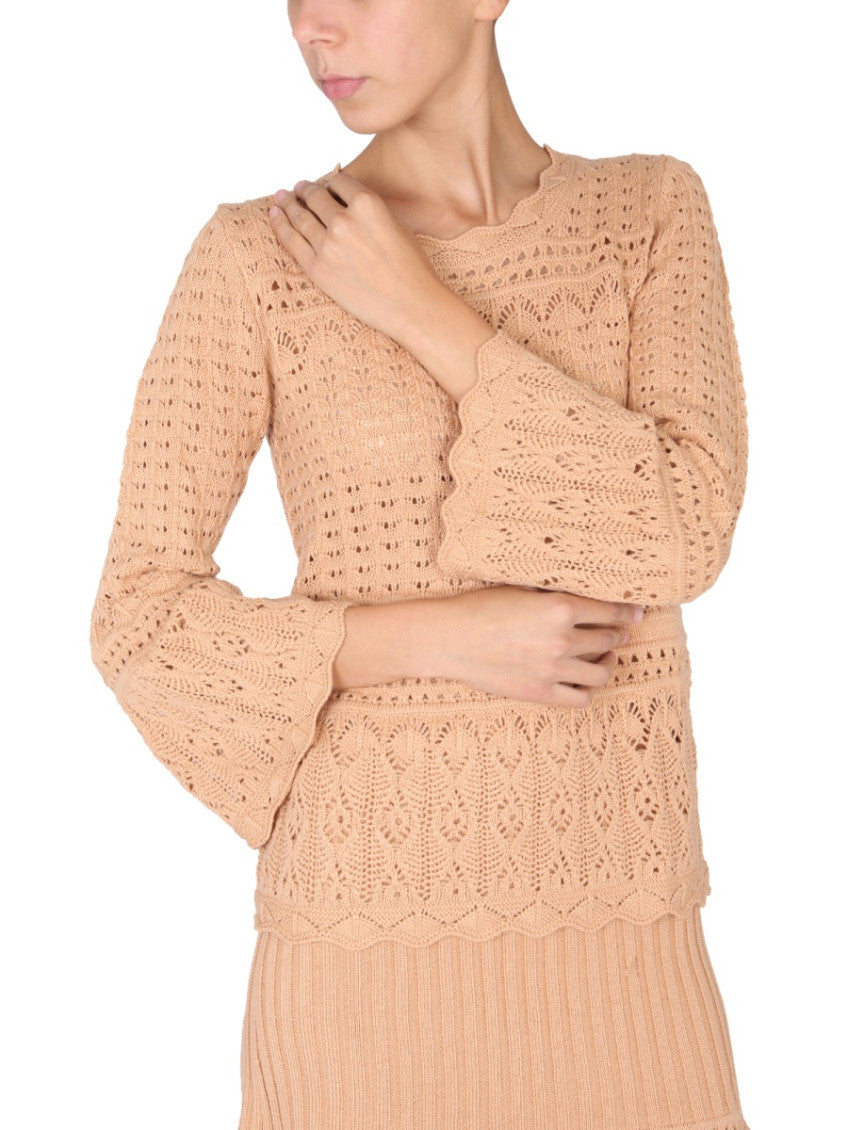 Beige Knitted Round Neck Sweater 4