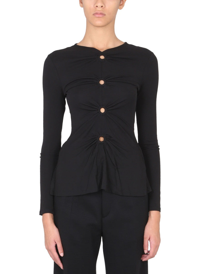 Black Solid Round Neck Sweater 1