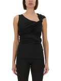 Black Solid One Shoulder Top 1