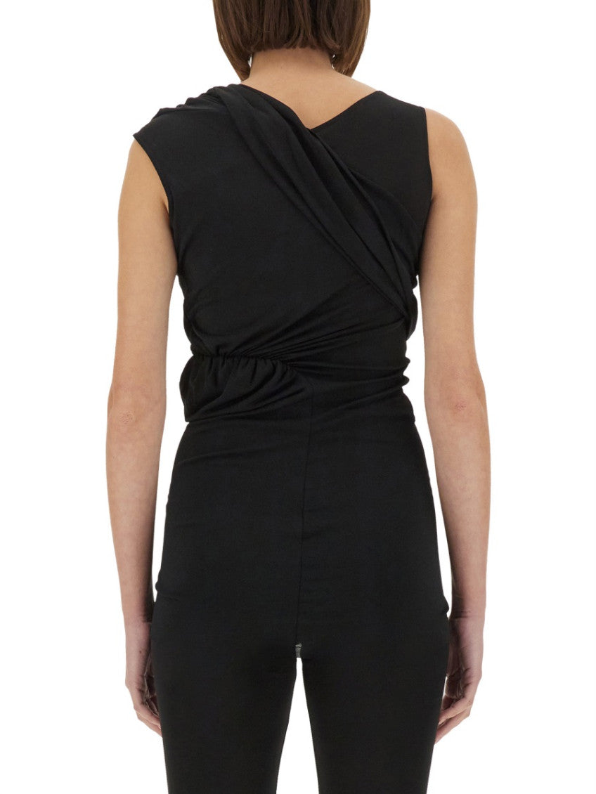 Black Solid One Shoulder Top 2
