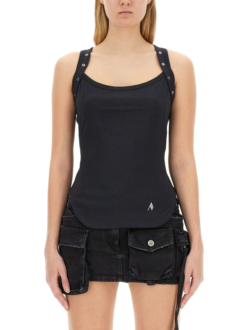 Black Logo Scoop Neck Top 1