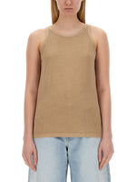 Beige Solid Round Neck Top 1