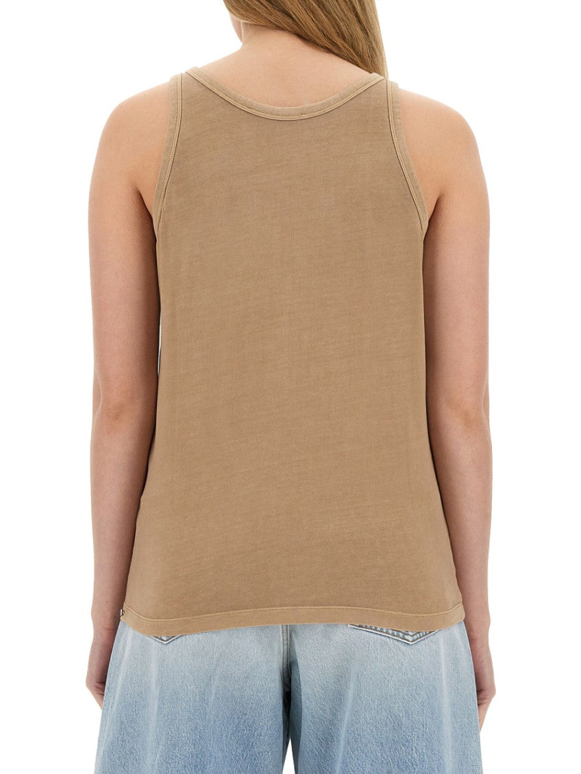 Beige Solid Round Neck Top 2