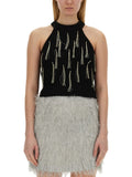 Black Embellished Halter Neck Top 1