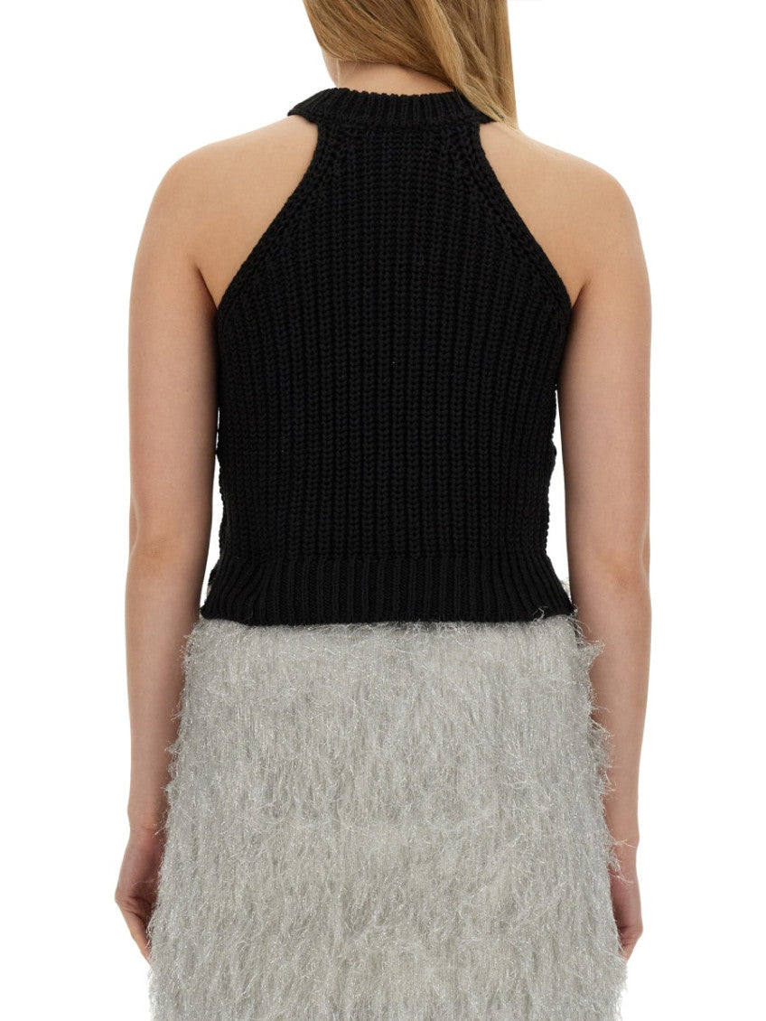 Black Embellished Halter Neck Top 2