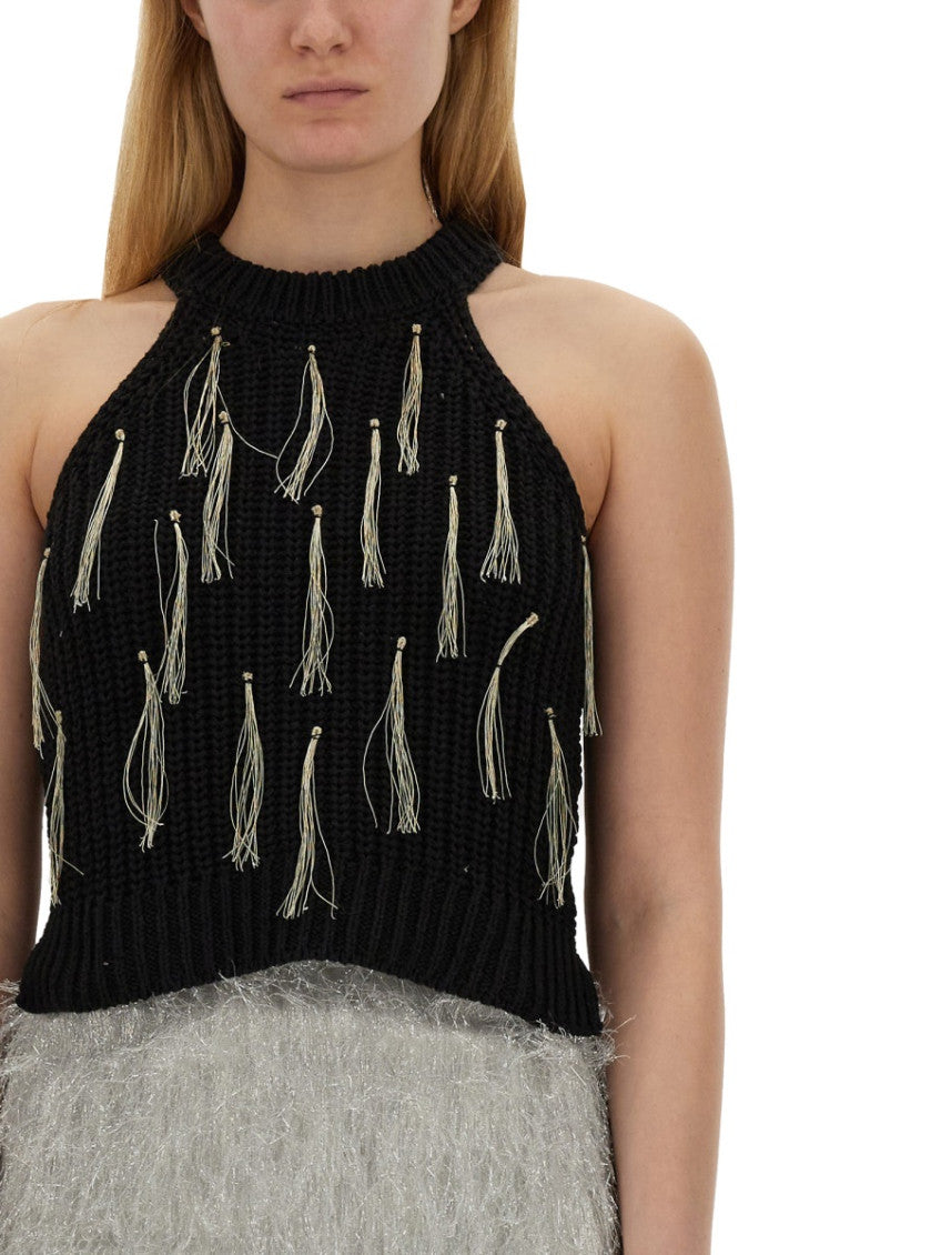 Black Embellished Halter Neck Top 3