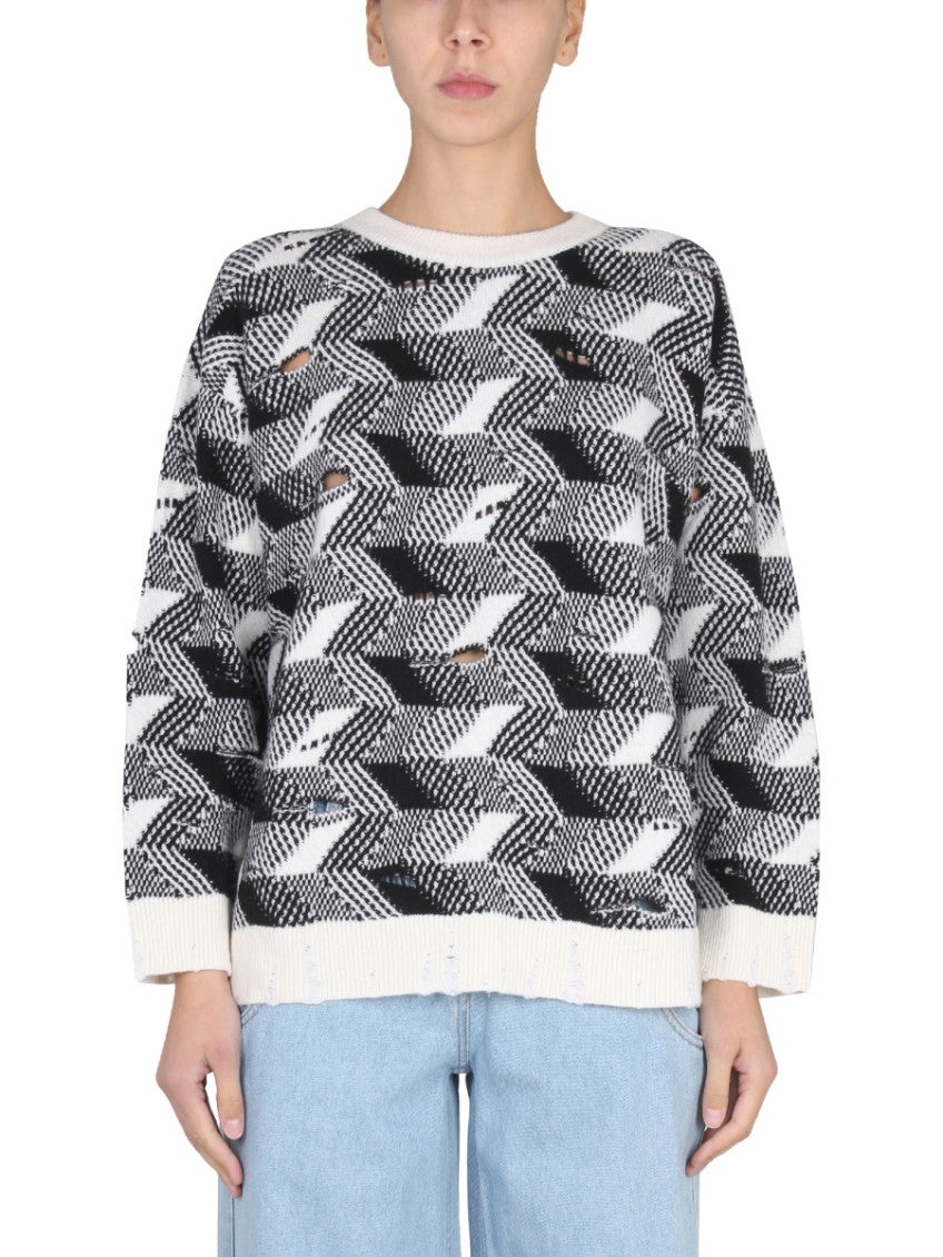 Multicolor Jacquard Crew Neck Sweater 1