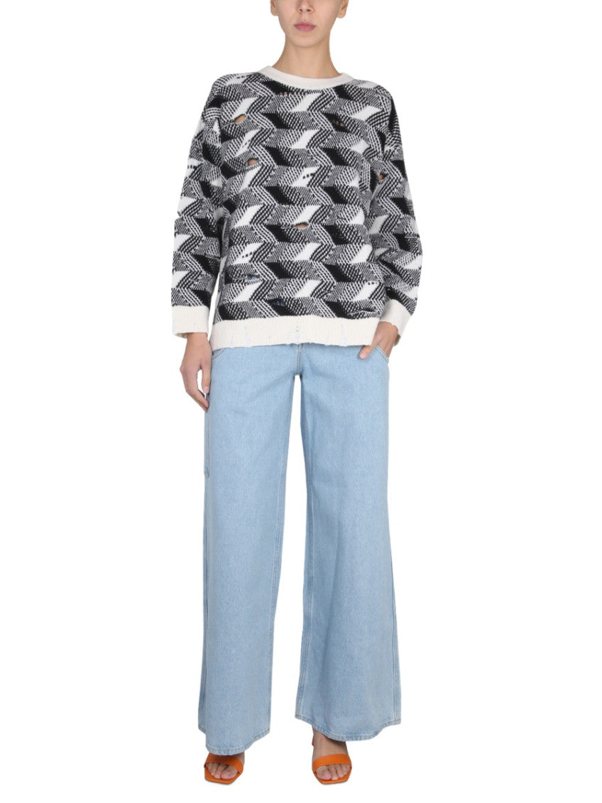 Multicolor Jacquard Crew Neck Sweater 2
