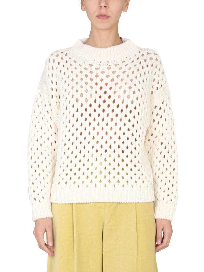 Beige Knitted Crew Neck Sweater 1