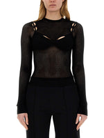 Black Transparent Crew Neck Top 1