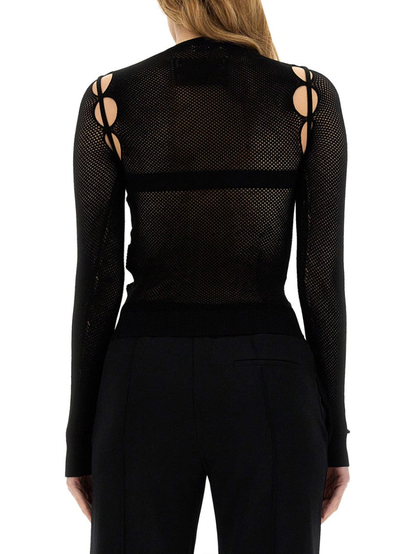 Black Transparent Crew Neck Top 2