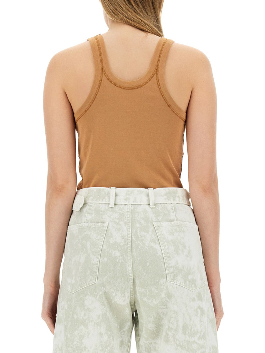 Beige Solid Scoop Neck Top 2