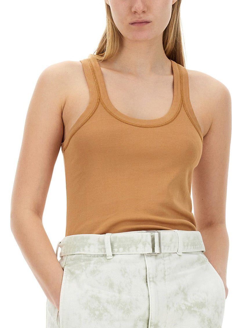Beige Solid Scoop Neck Top 3