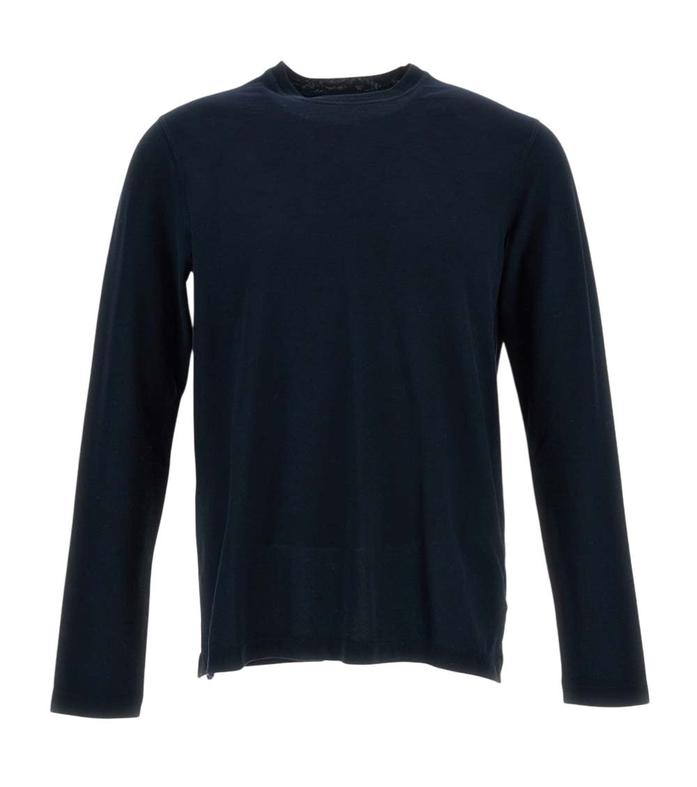 Dark Blue Solid Crew Neck T-Shirt 1