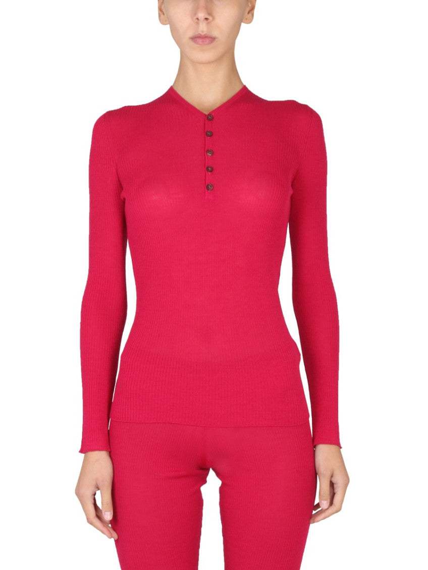 Red Knitted V Neck Sweater 1