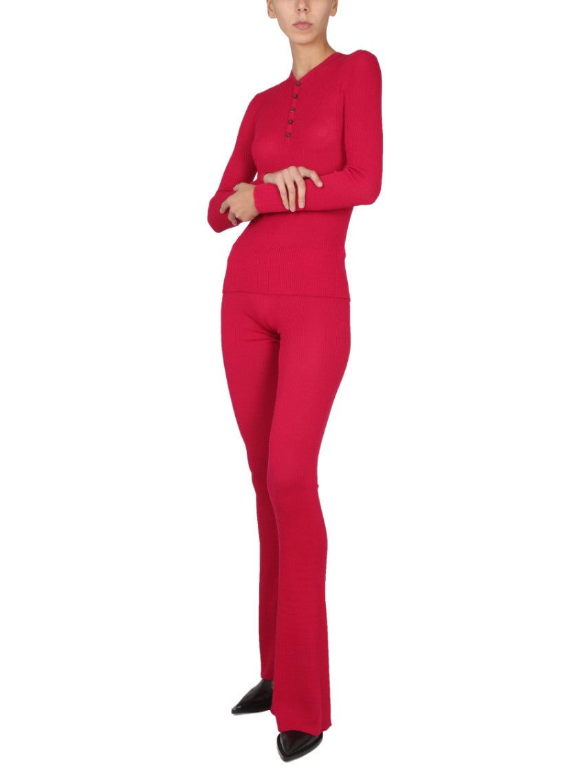 Red Knitted V Neck Sweater 2