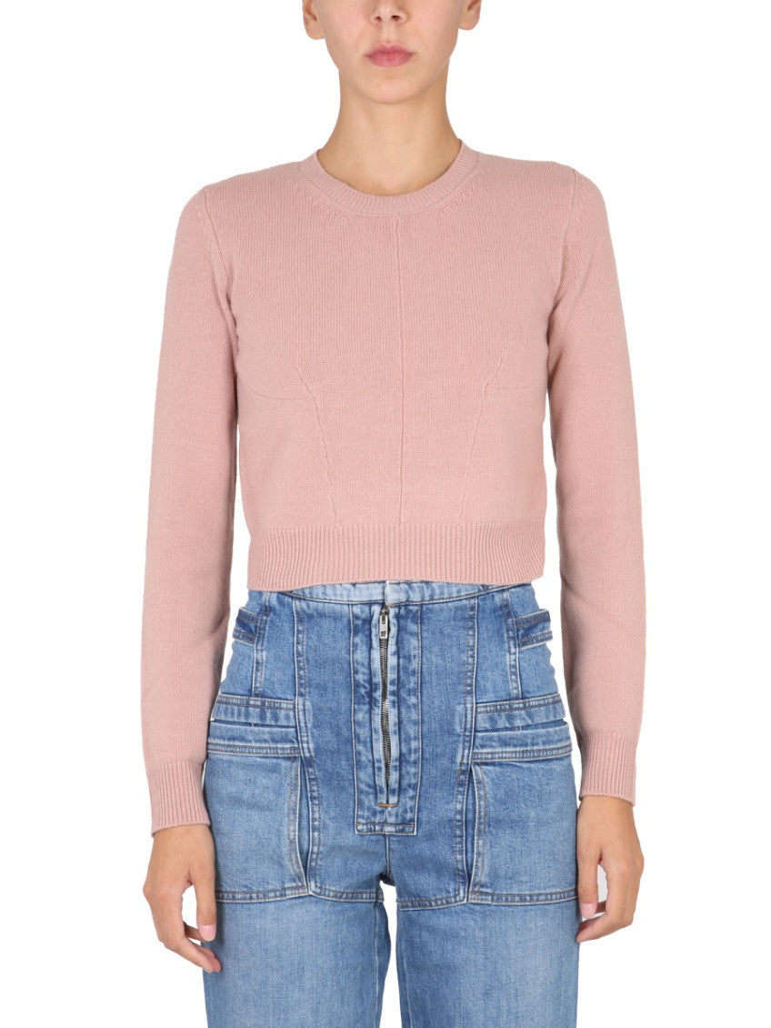 Pink Knitted Crew Neck Sweater 1