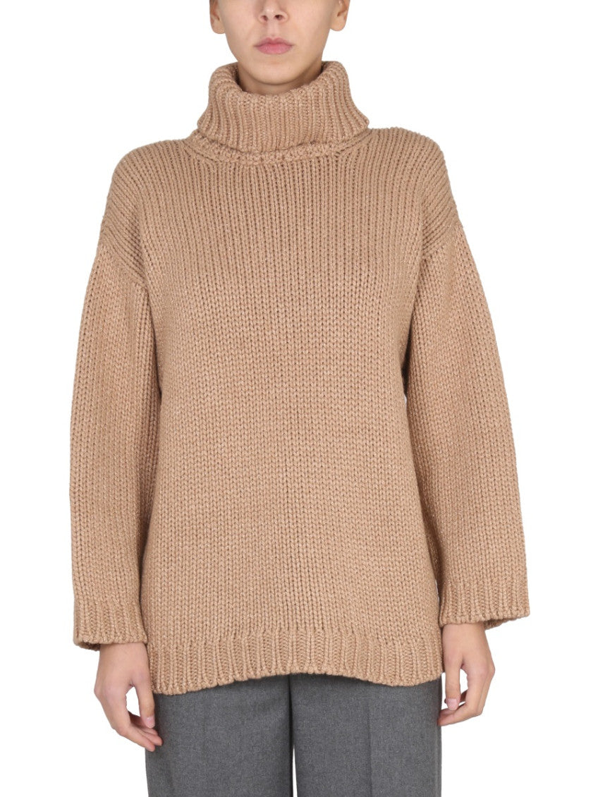Beige Knitted Turtle Neck Sweater 1