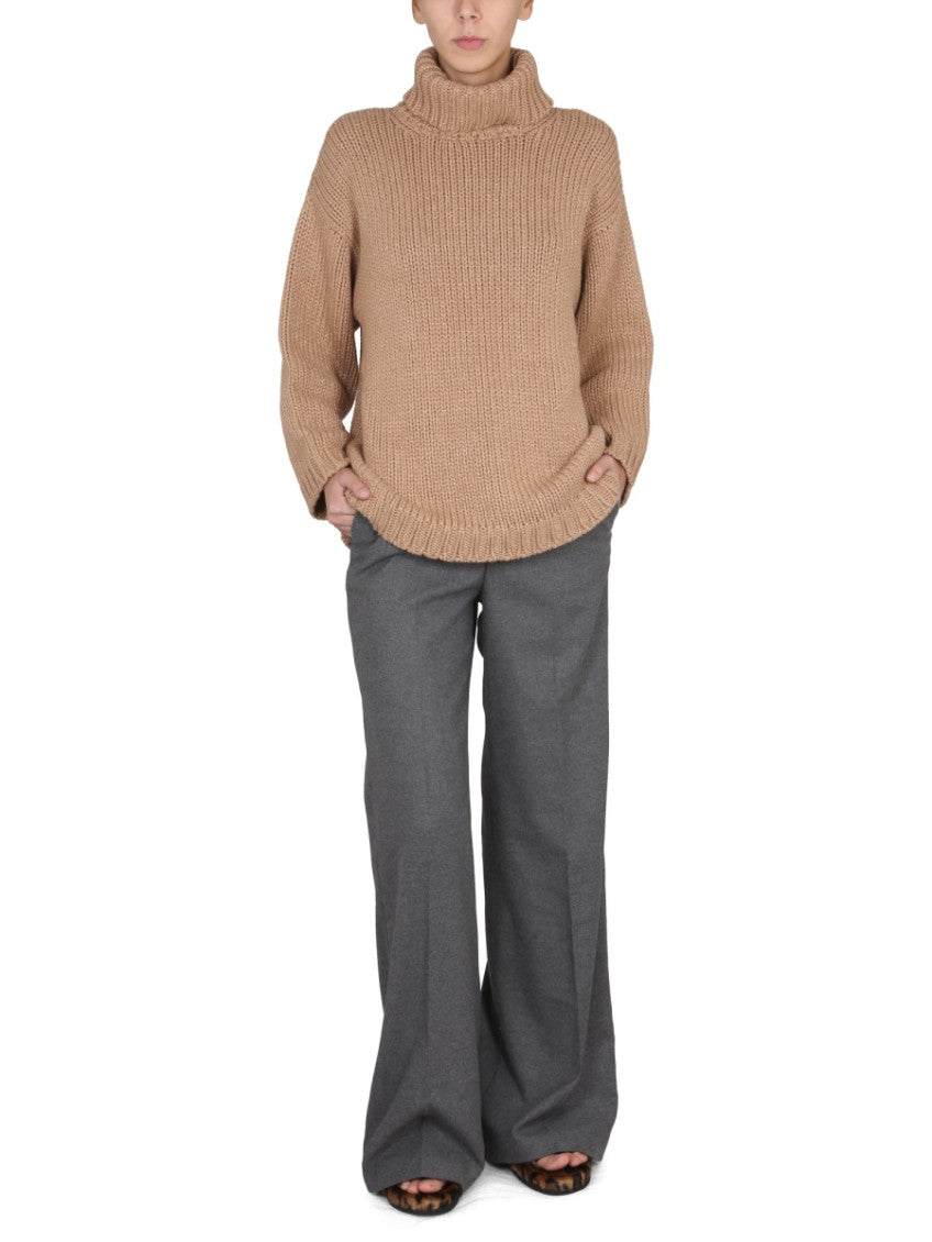 Beige Knitted Turtle Neck Sweater 2