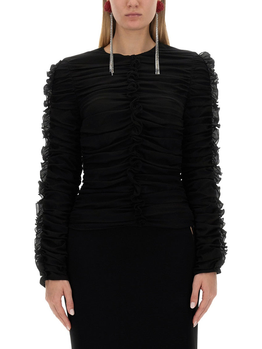 Black Textured Round Neck Top 1