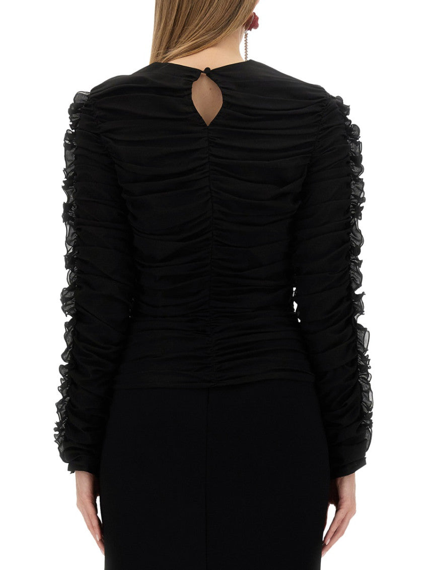 Black Textured Round Neck Top 2
