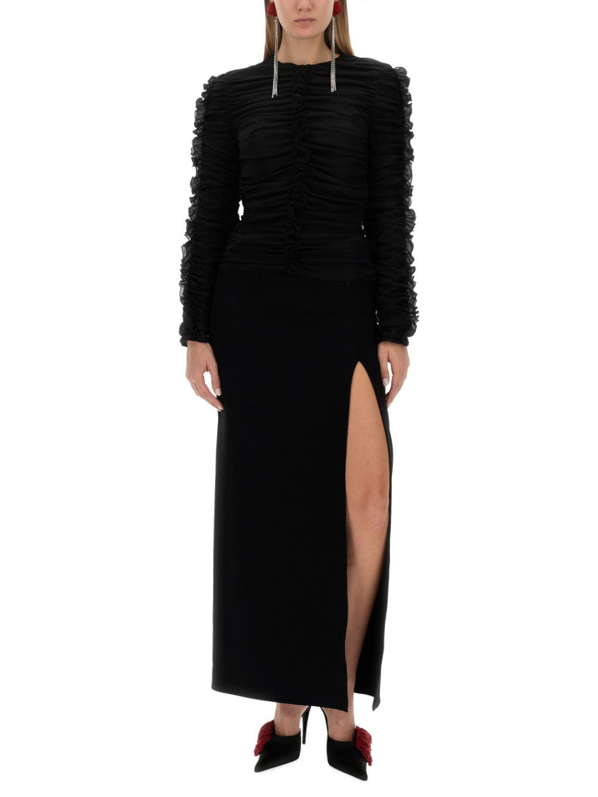 Black Textured Round Neck Top 4