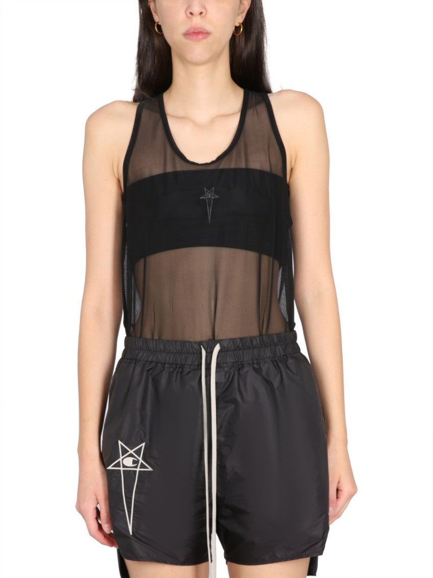 Black Transparent Round Neck Top 1