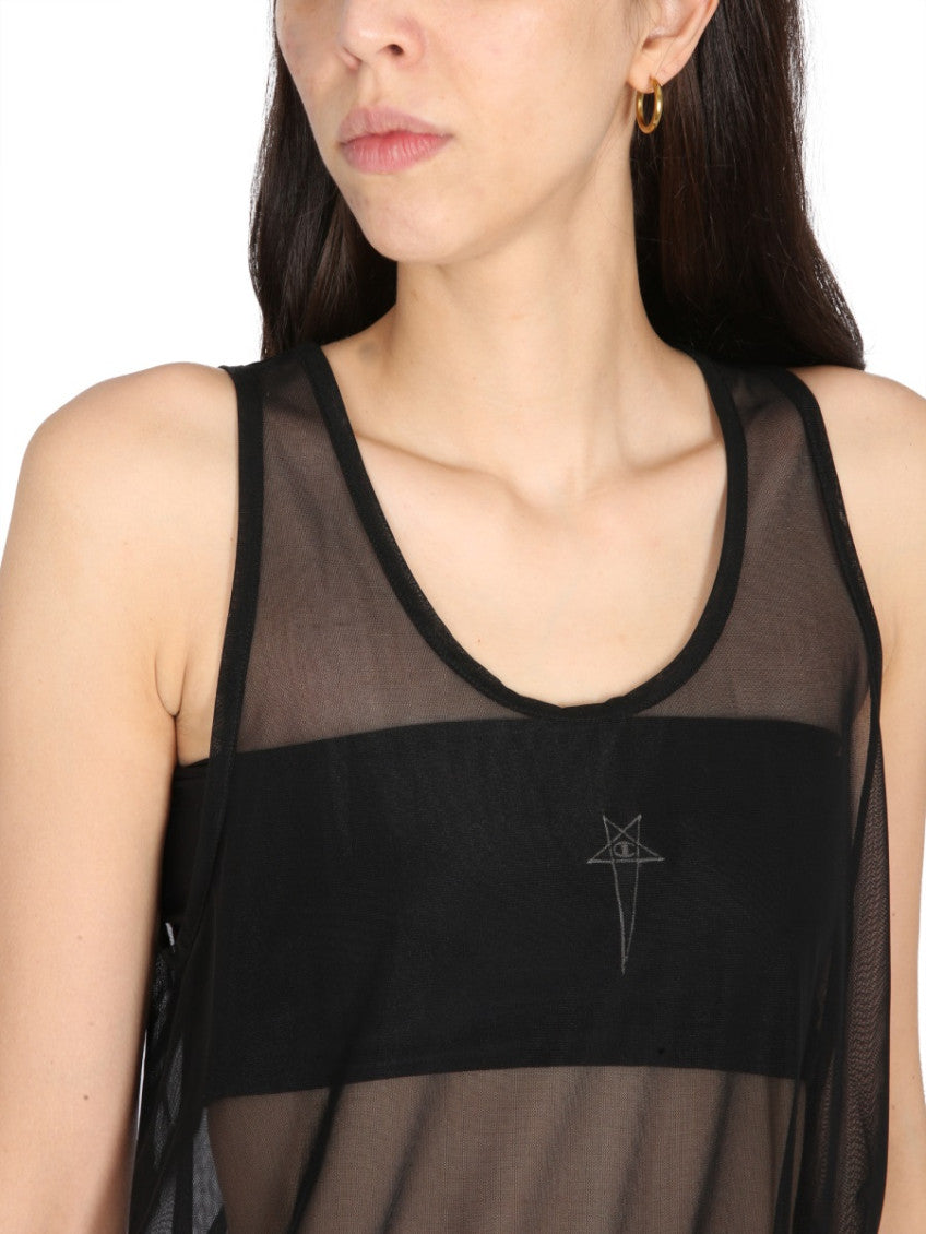 Black Transparent Round Neck Top 3