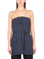 Blue Solid Strapless Top 1