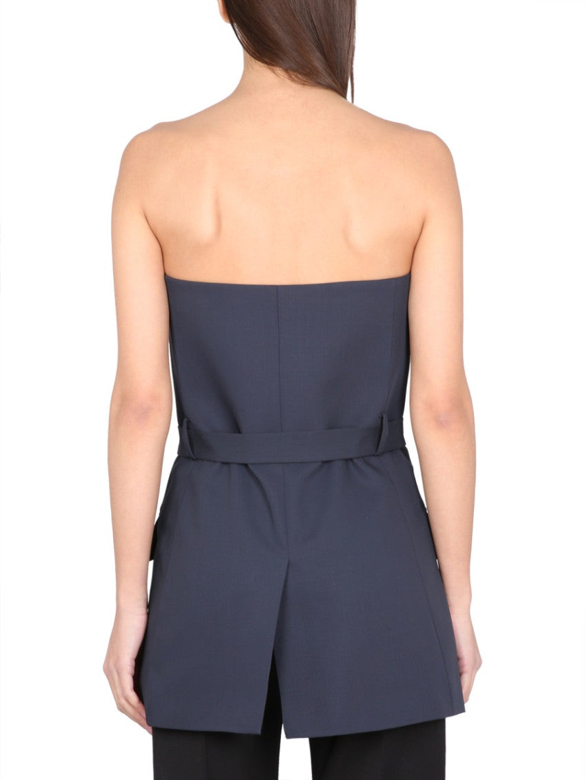 Blue Solid Strapless Top 2