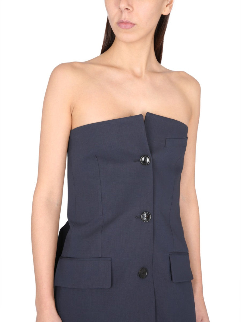 Blue Solid Strapless Top 3