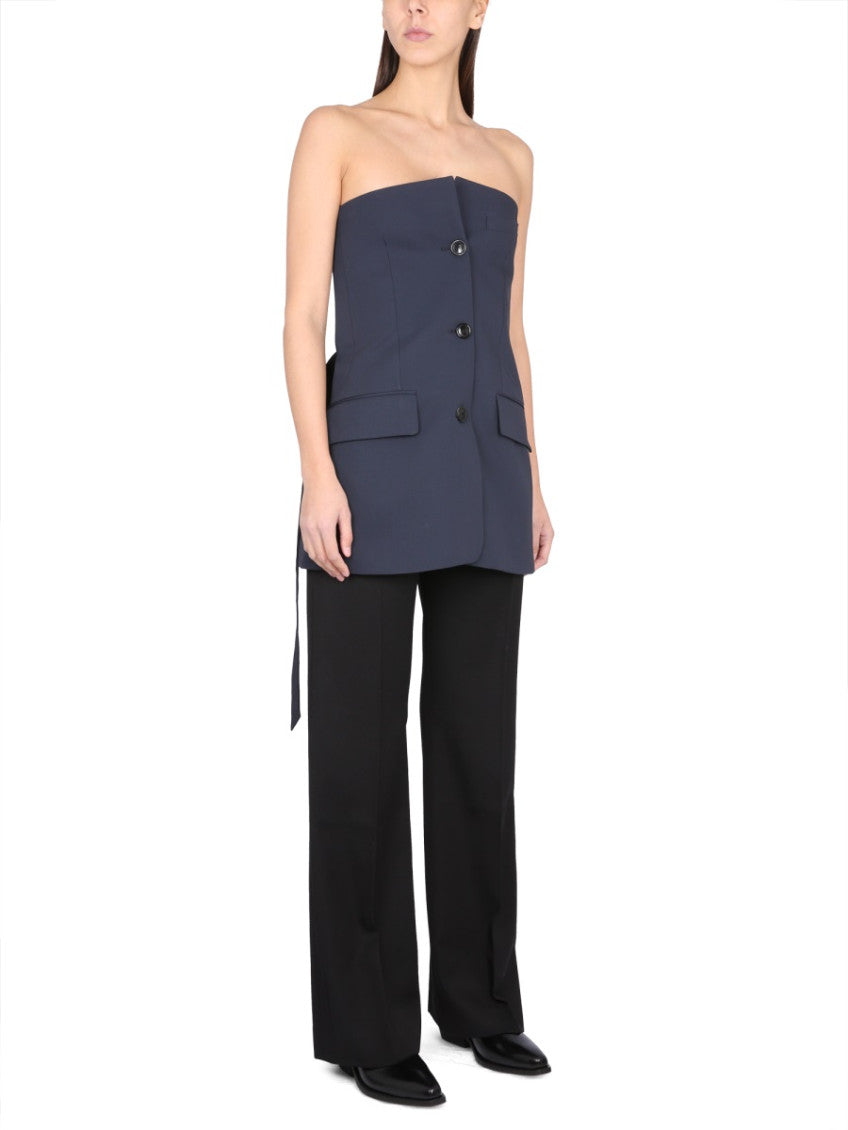 Blue Solid Strapless Top 4