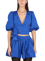 Royal Blue Solid V Neck Top 1