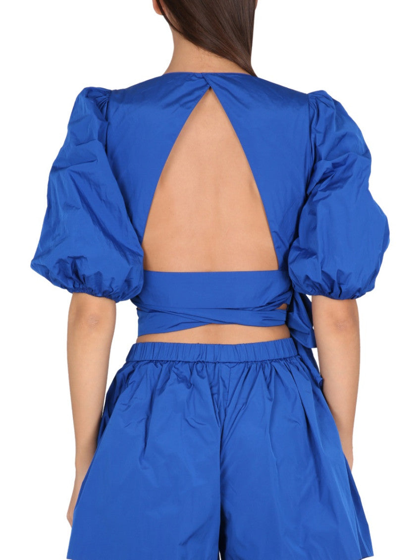 Royal Blue Solid V Neck Top 2
