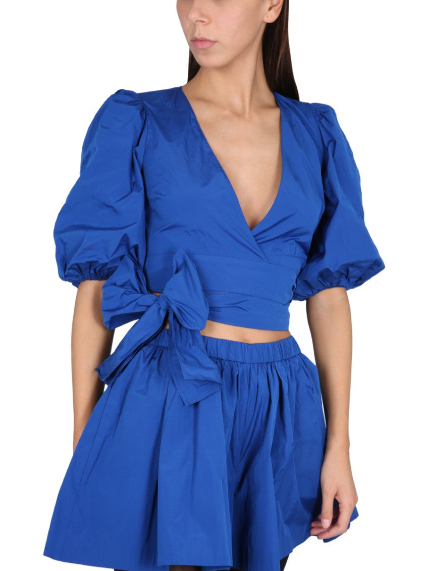 Royal Blue Solid V Neck Top 3