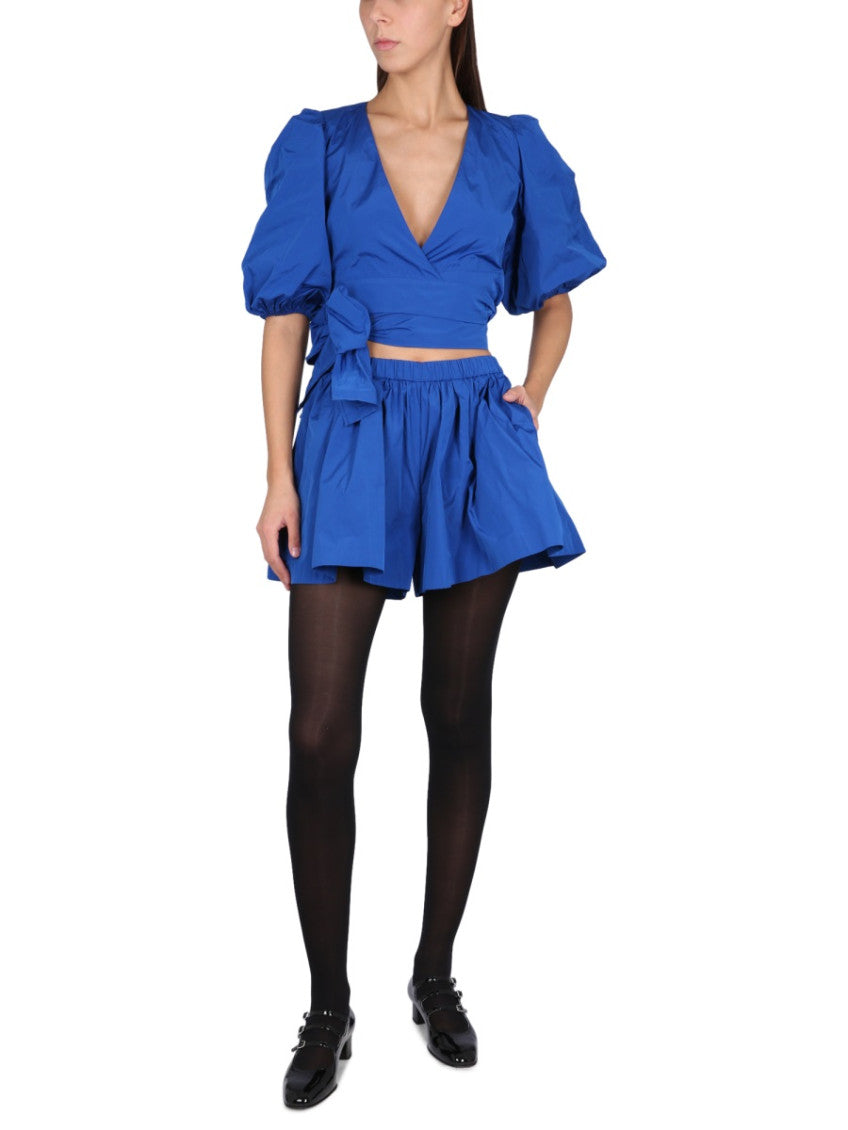 Royal Blue Solid V Neck Top 4