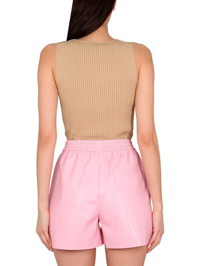 Beige Textured V Neck Top 2