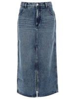 Blue Solid Midi Skirt 1