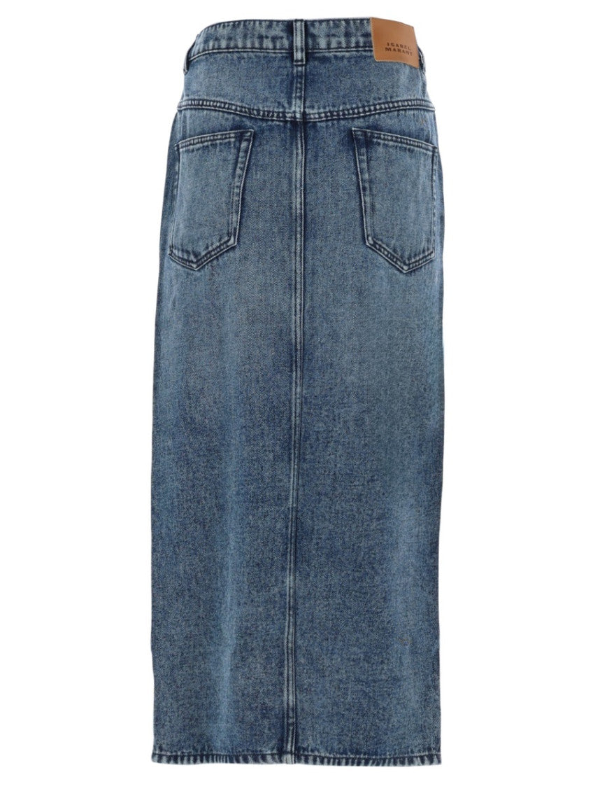 Blue Solid Midi Skirt 3