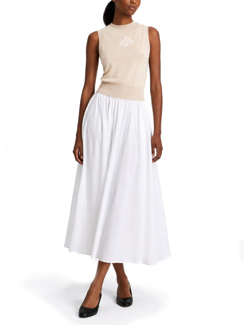 White Solid Midi Skirt 2