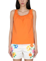 Orange Solid Scoop Neck Top 1