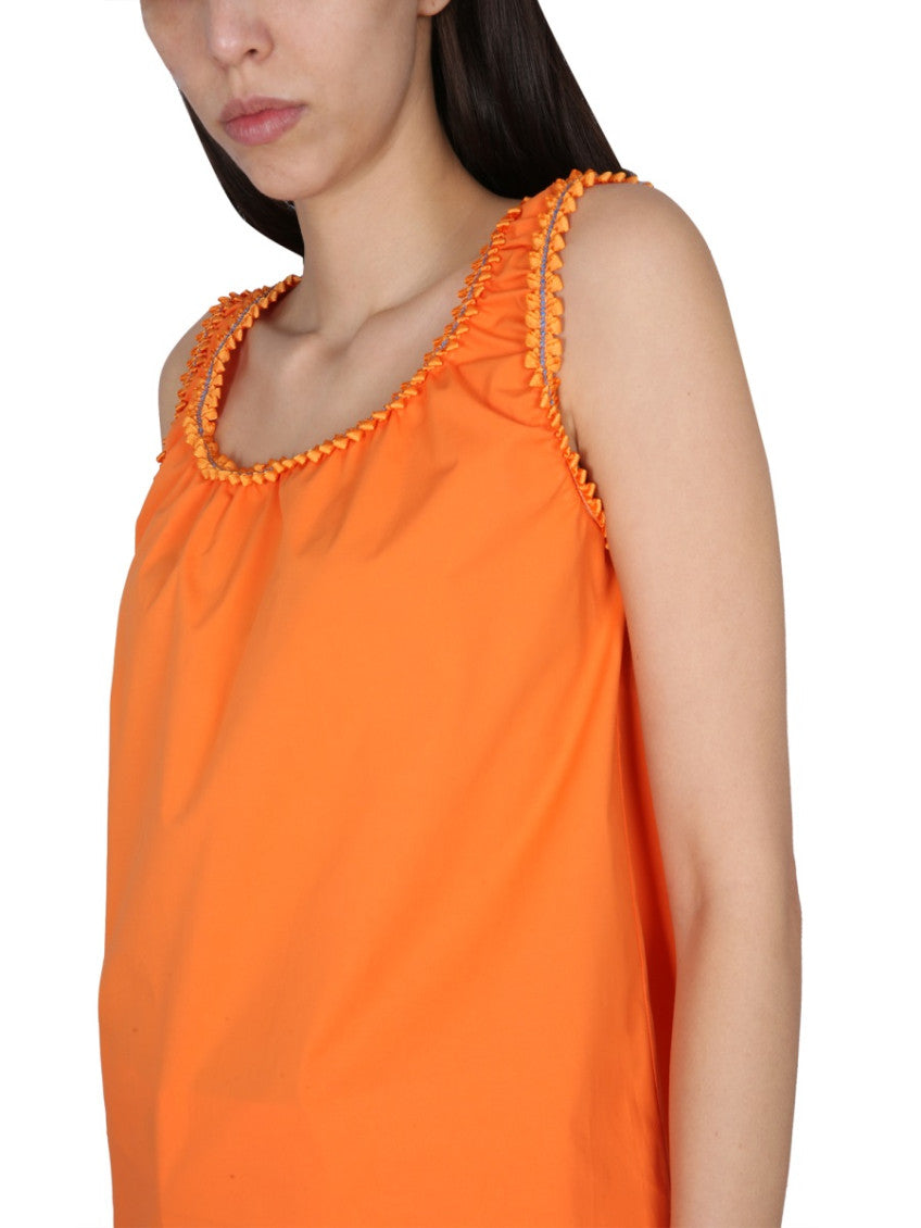 Orange Solid Scoop Neck Top 4