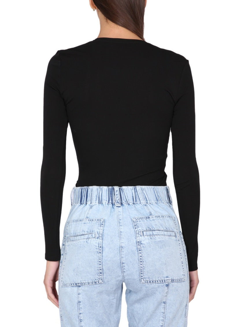 Black Solid Round Neck Top 2